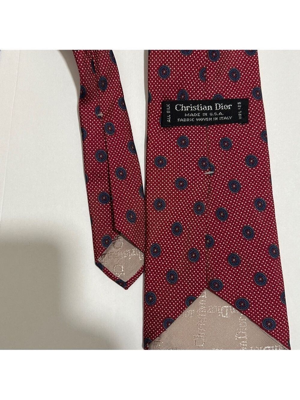 Christian Dior Elegant Red Patterned Ties Set of 2. Vintage. Preowned - Picture 7 of 9